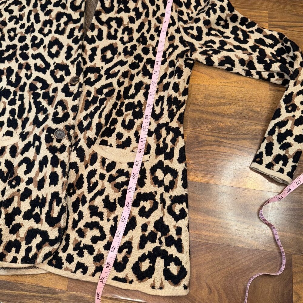 J.Crew Leopard Print Mid‑Length Cotton Cardigan - Picture 7 of 8